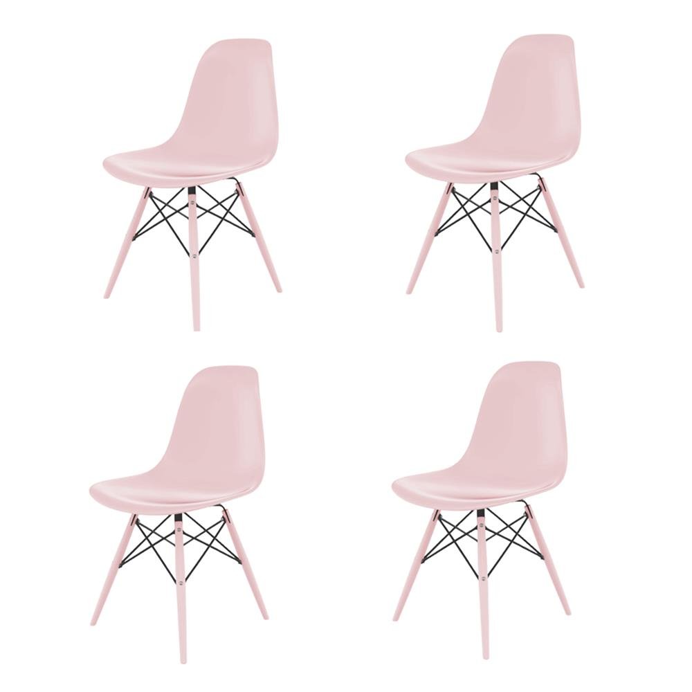 Cadeira Eames polipropileno Rosa Dsw Injetado Rosa caixa com quatro
