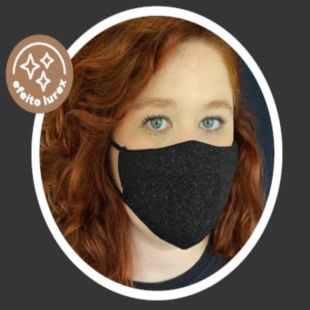 Mascara Anatomica Knit Feminina Preta Brilho Desencana