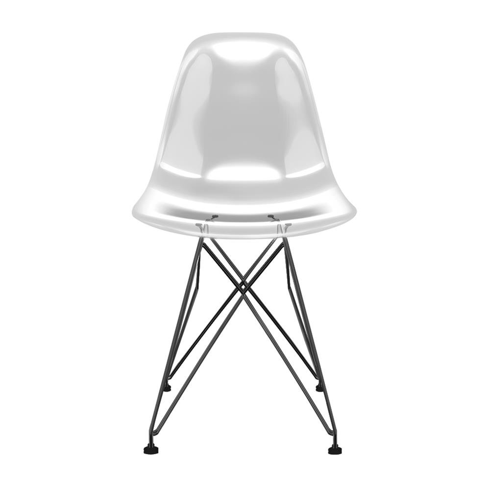 Cadeira Eames Policarbonato Transparente Eiffel Preto