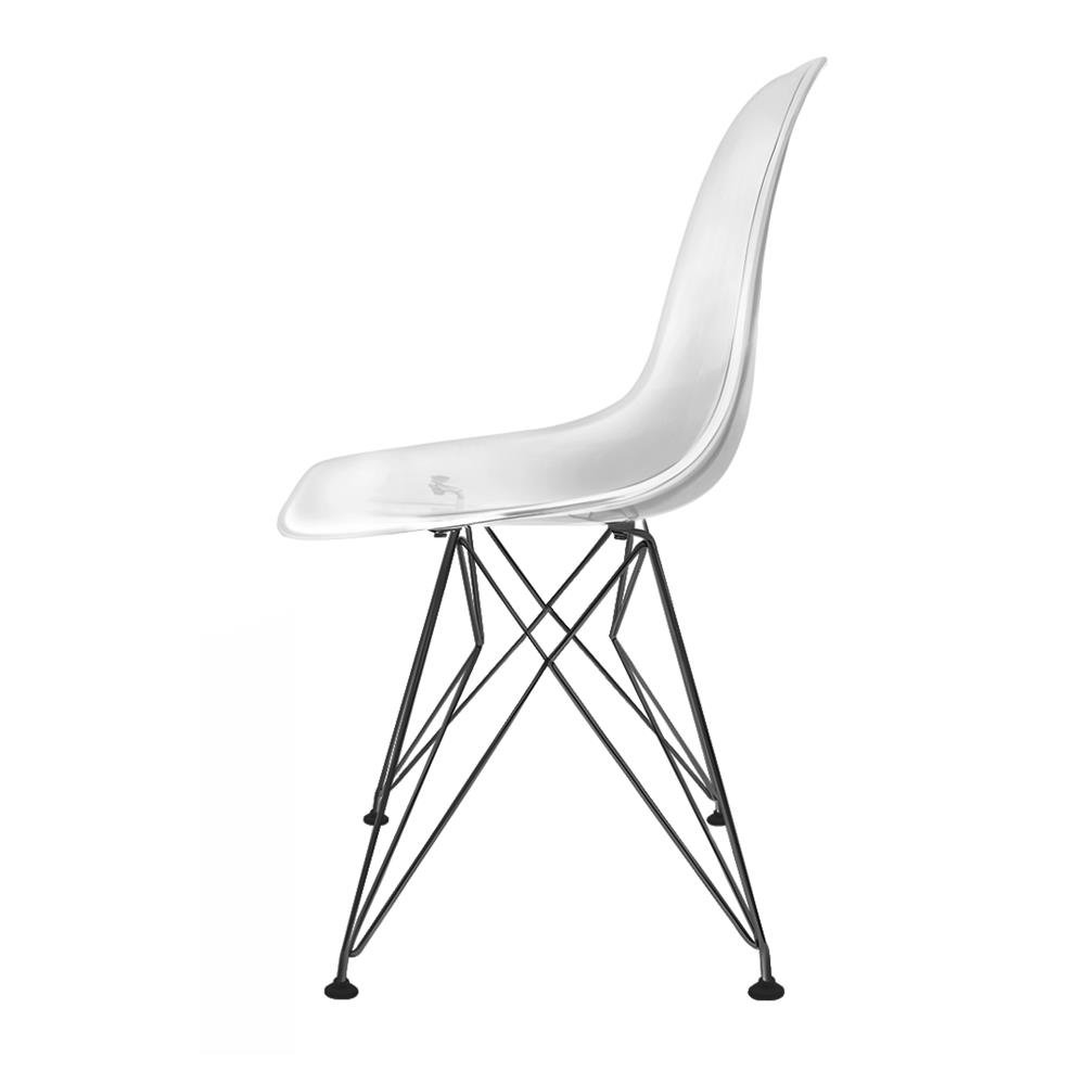 Cadeira Eames Policarbonato Transparente Eiffel Preto