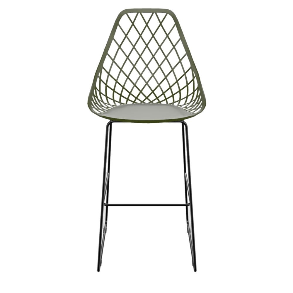 Banqueta Kayla polipropileno Verde Militar Quad Preto