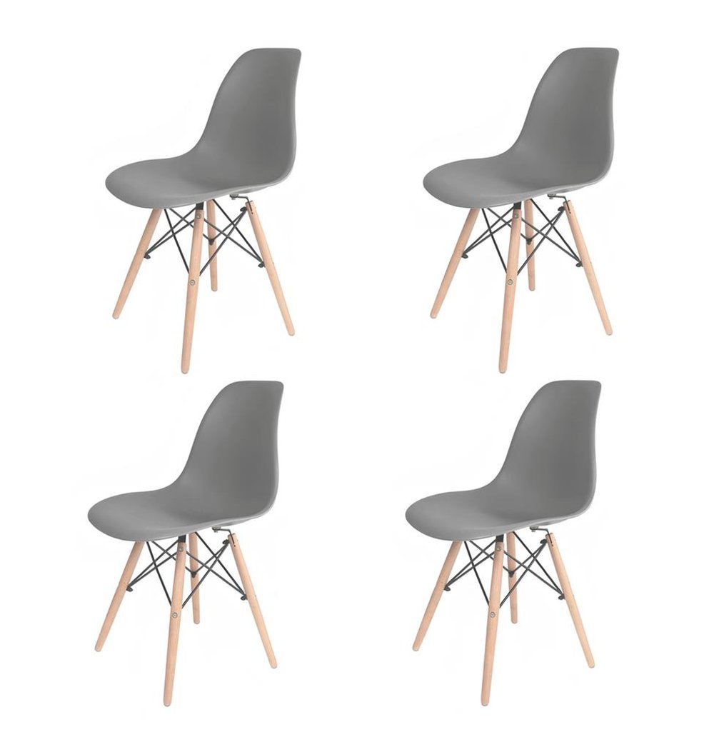 Cadeira Eames polipropileno Cinza Brasão Dsw caixa com quatro
