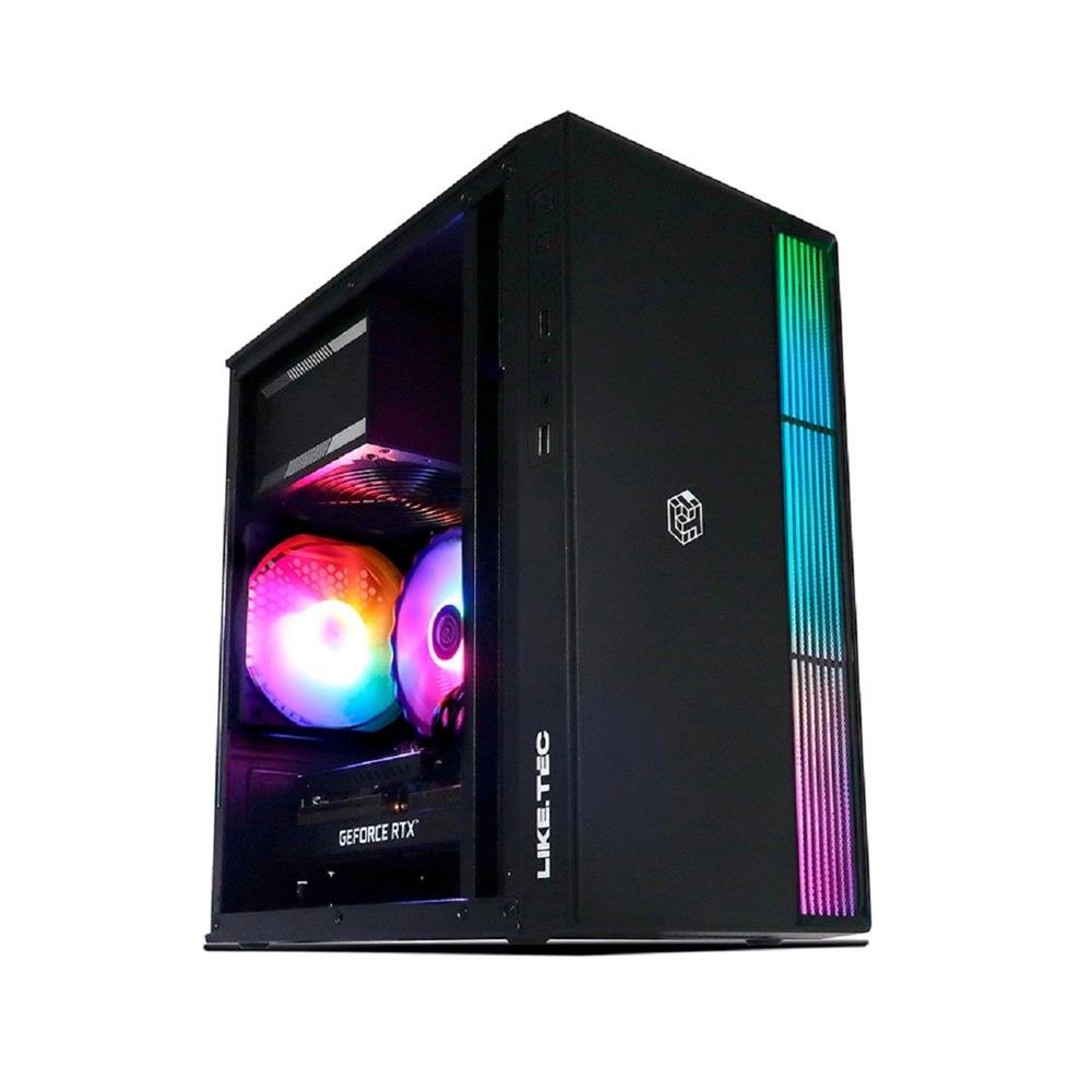 Gabinete Gamer Liketec Prime, Mid Tower, RGB, M-ATX e MINI-ITX, Lateral em Acrílico, 1x Cooler Fan, Preto - LC-MT-PRIME-2036