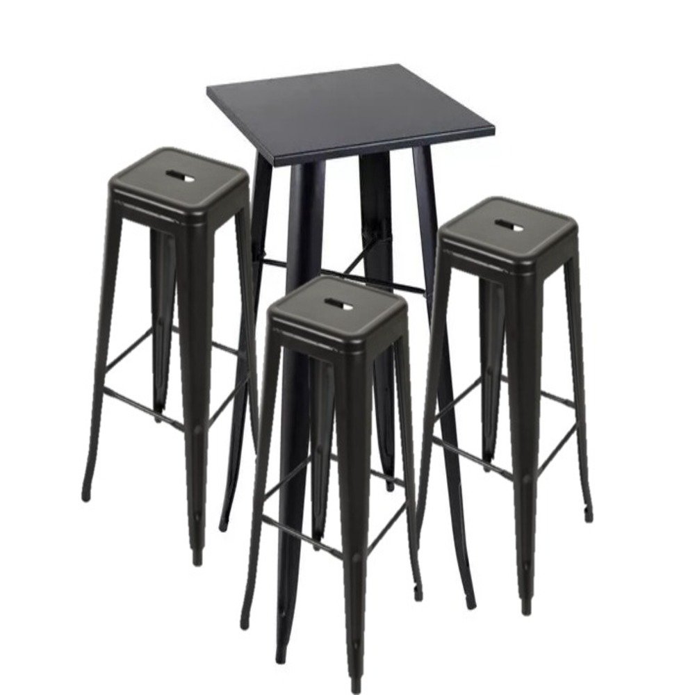 Mesa alta bistrô de bar + 4 banquetas altas Iron Tolix