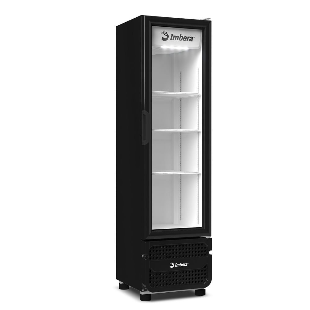 Expositor Vertical Imbera 215 Litros Porta de Vidro Preto VR08 ¿ Bivolt