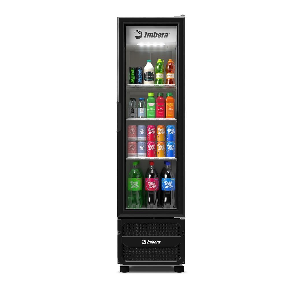 Expositor Vertical Imbera 215 Litros Porta de Vidro Preto VR08 ¿ Bivolt