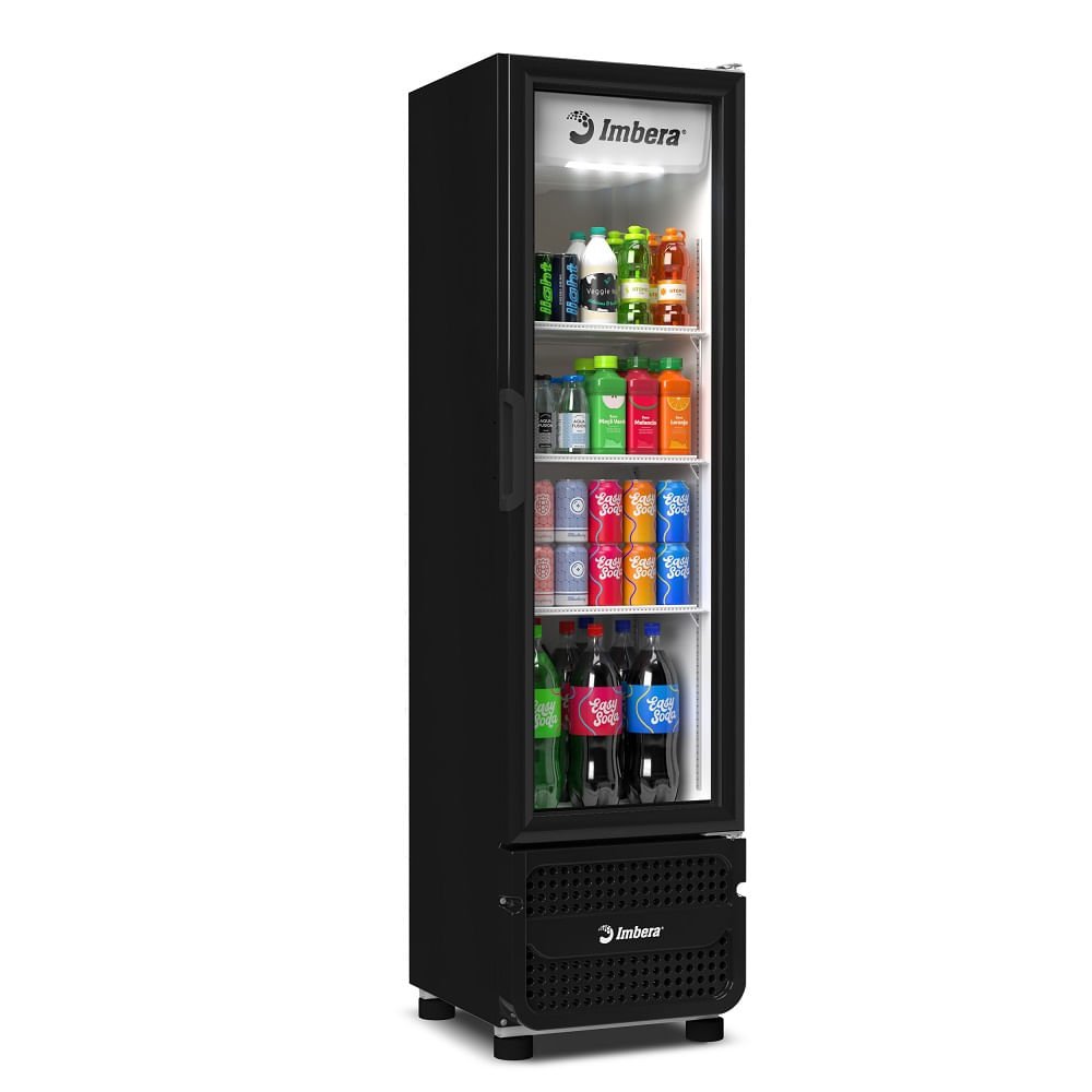 Expositor Vertical Imbera 215 Litros Porta de Vidro Preto VR08 ¿ Bivolt