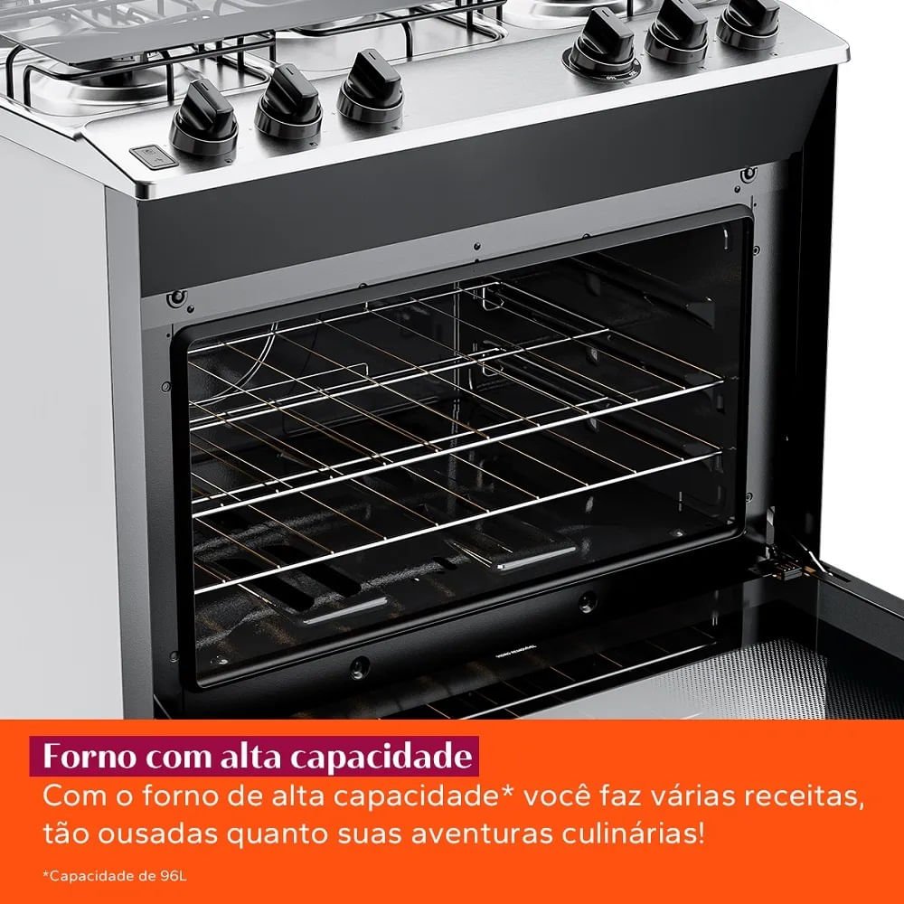 Fogão Brastemp BFS5NDB 5 Bocas Automático Mesa Inox - Branco - Bivolt