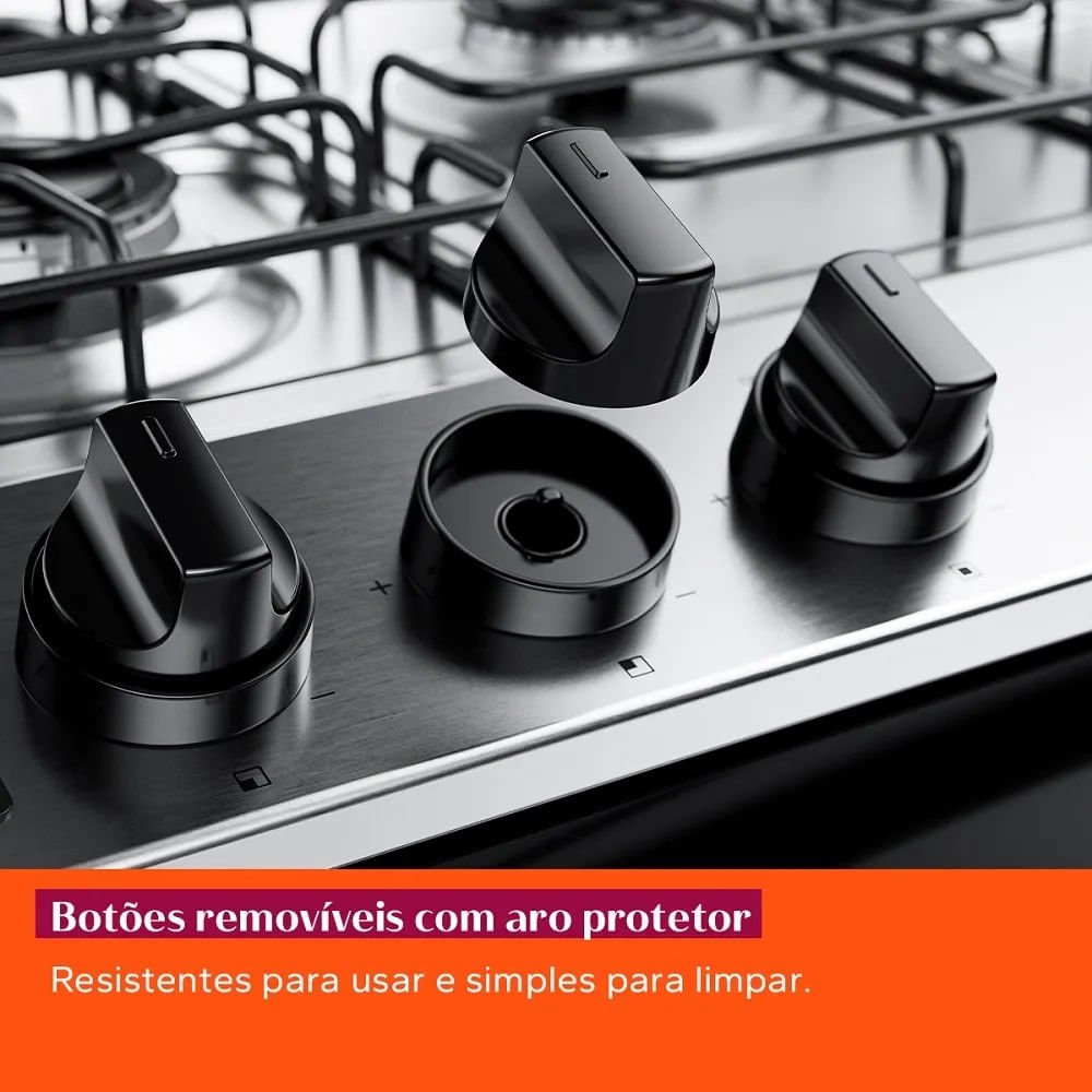 Fogão Brastemp BFS5NDB 5 Bocas Automático Mesa Inox - Branco - Bivolt