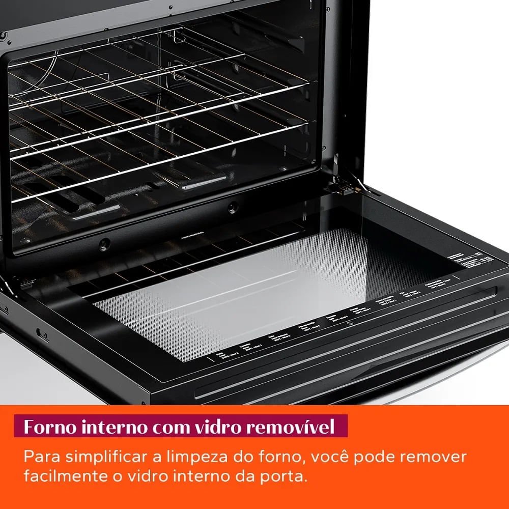 Fogão Brastemp BFS5NDB 5 Bocas Automático Mesa Inox - Branco - Bivolt