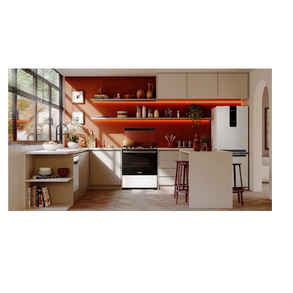 Fogão Brastemp BFS5NDB 5 Bocas Automático Mesa Inox - Branco - Bivolt