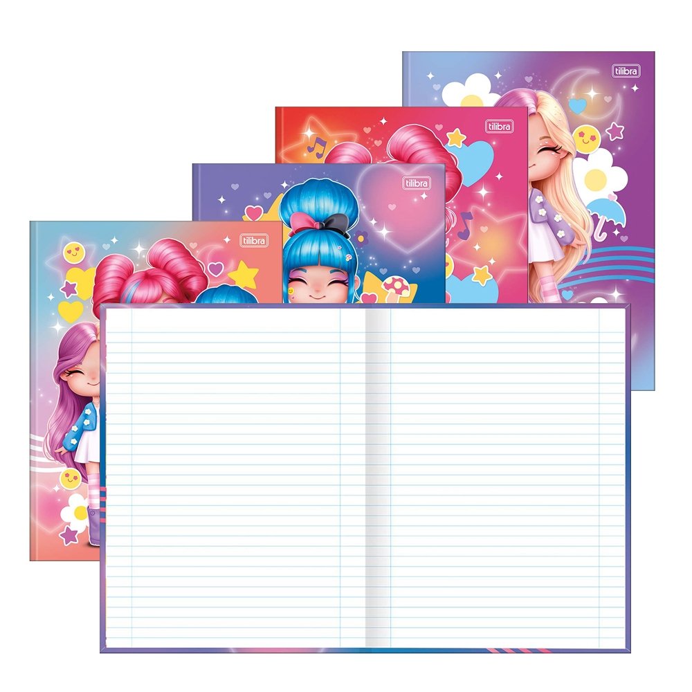 Caderno Costurado Tilibra Universitário - Capa Dura La Liz 80 Folhas - Embalagem com 5 Unidades (Sortido)