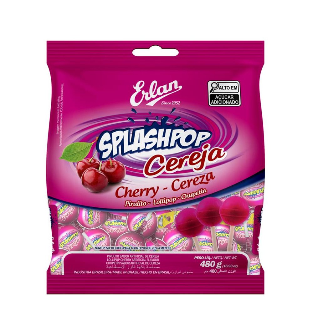 Pirulito Splashpop Cereja CX14X480G