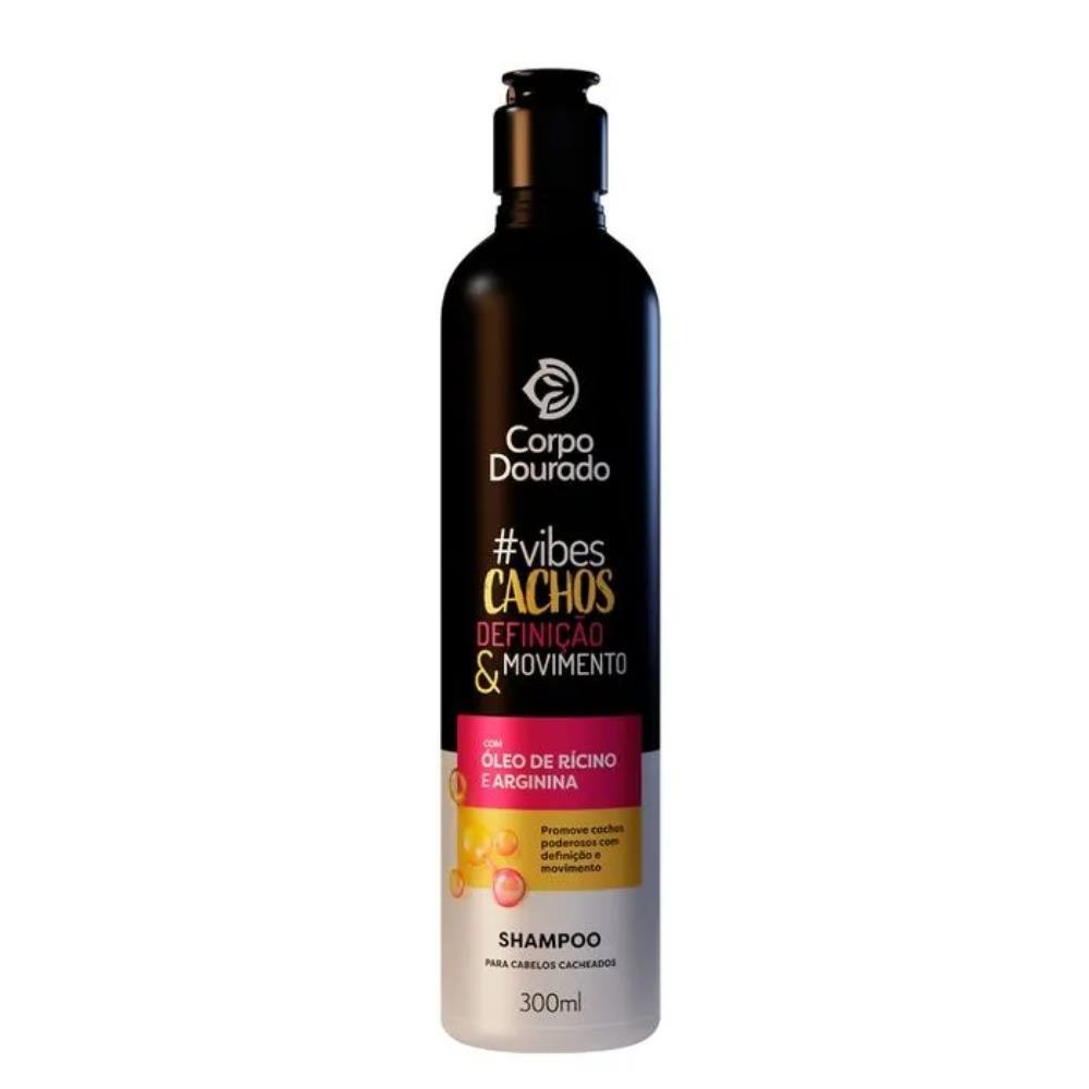 Shampoo Para Cabelos Cacheados Corpo Dourado Vibes Cachos Definição e Movimento 300ml.