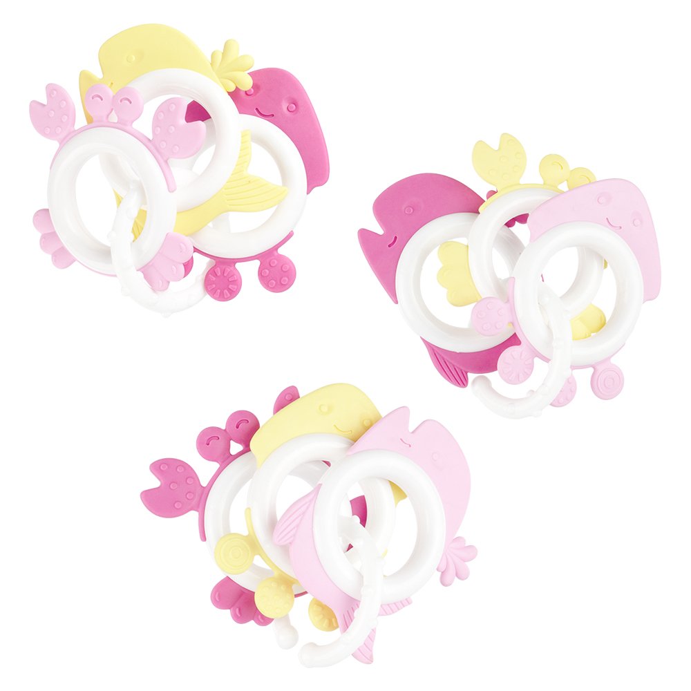 Kit Mordedor Animais Marinhos Feminino Pimpolho Caixa Com 12 Unidades.