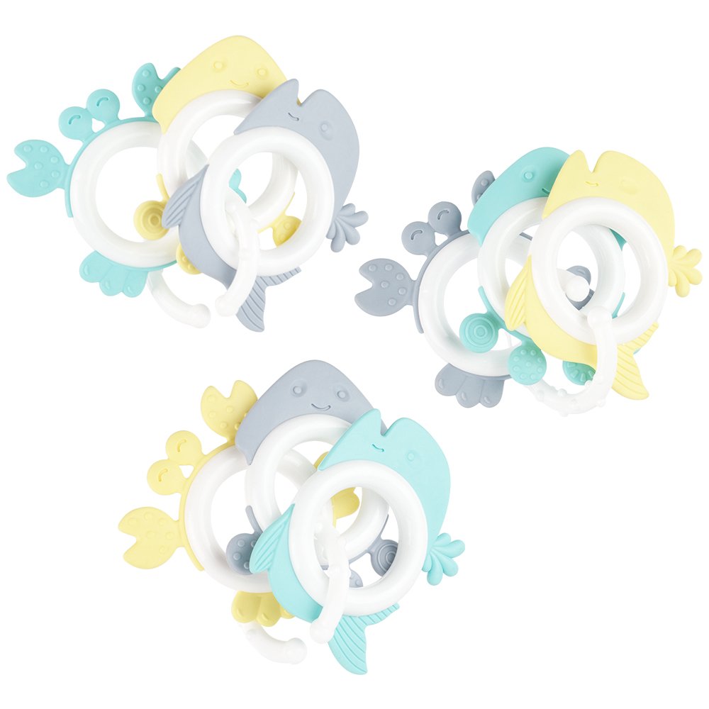 Kit Mordedor Animais Marinhos Masculino Pimpolho Caixa Com 12 Unidades.