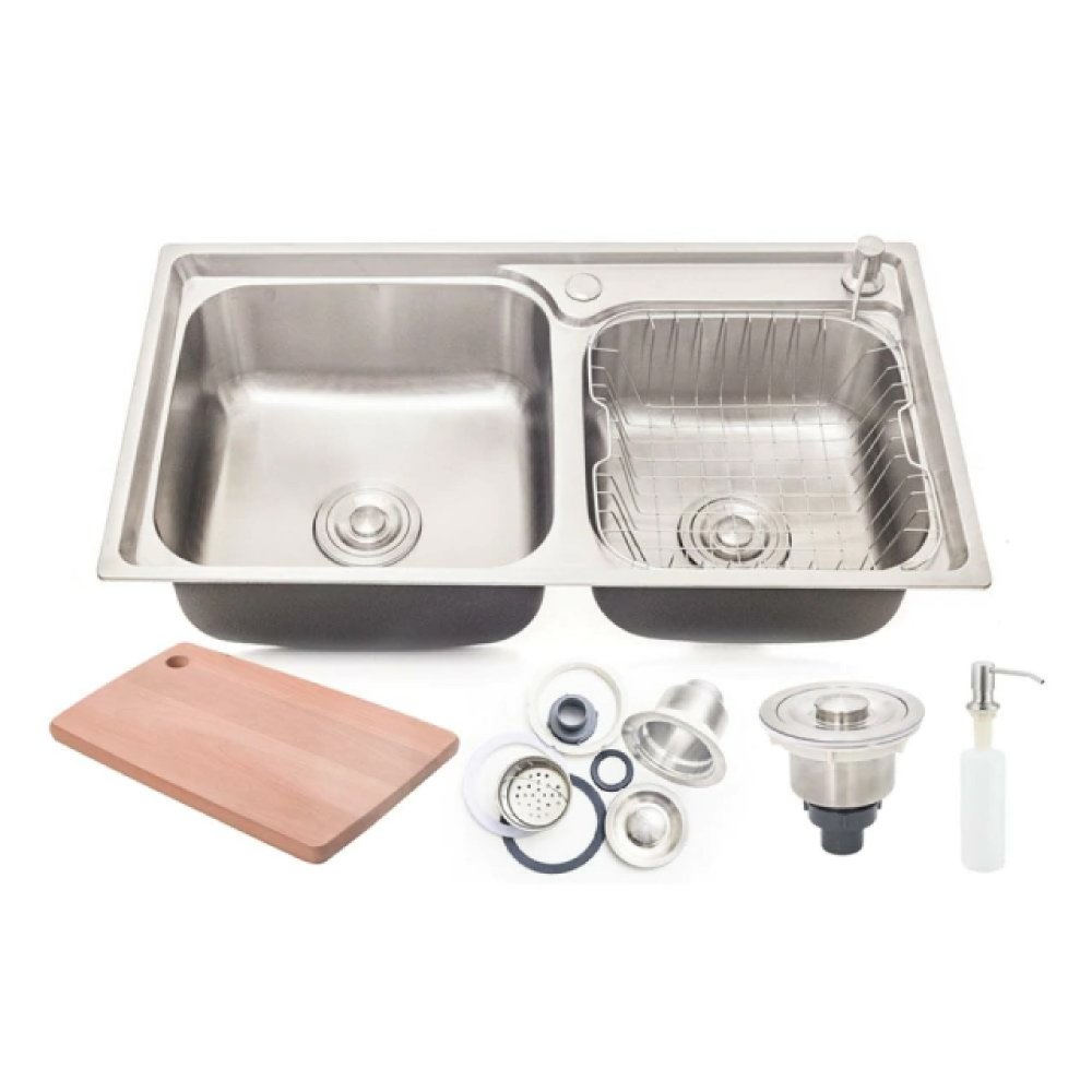 Cuba Pia Para Cozinha Aço Inox 304 Cg304-C02 E Torneira Gourmet 40Cm Cromada De Parede Tg40c-Pl Belcca-Kit