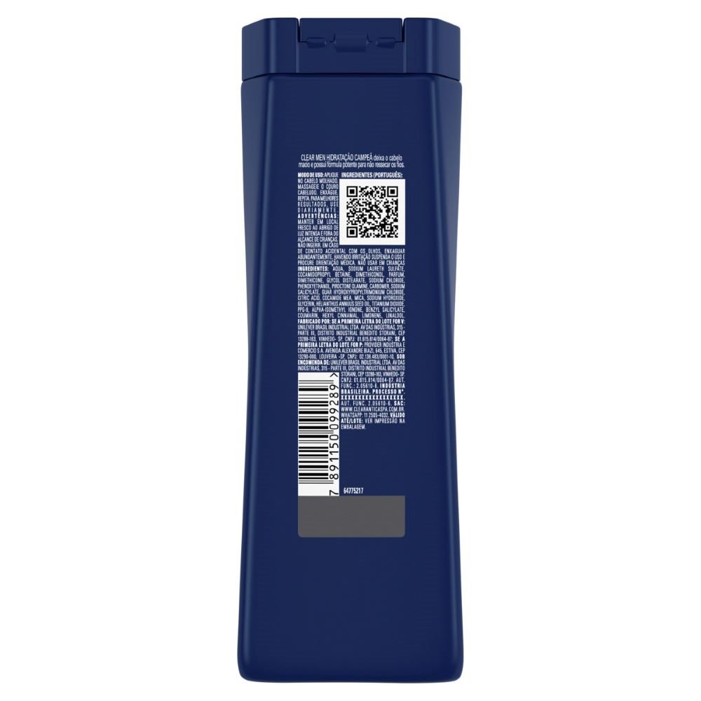 Shampoo Clear Anti-Caspa Men Hidratação Campeã 200ml