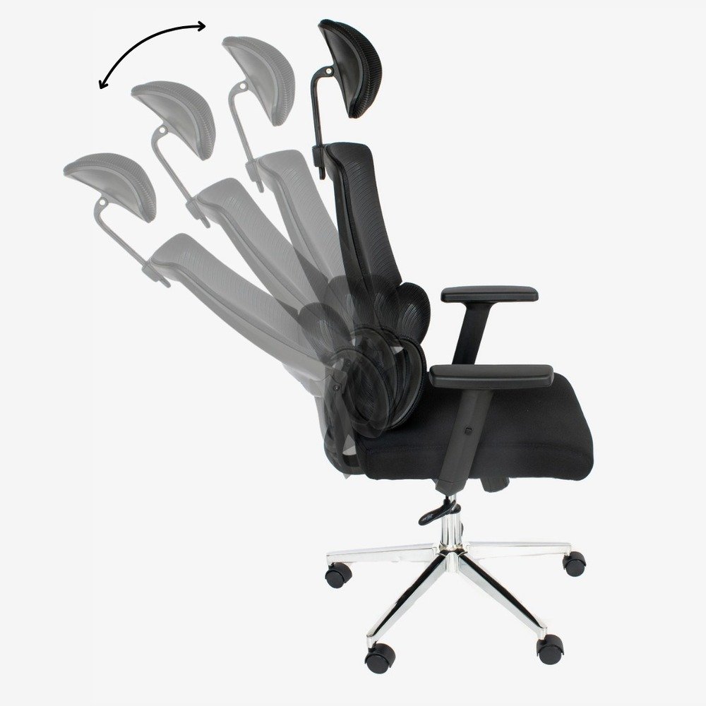 Cadeira de Escritório Presidente Ergonômica Tela Mash Reclinável NR17 - Preta