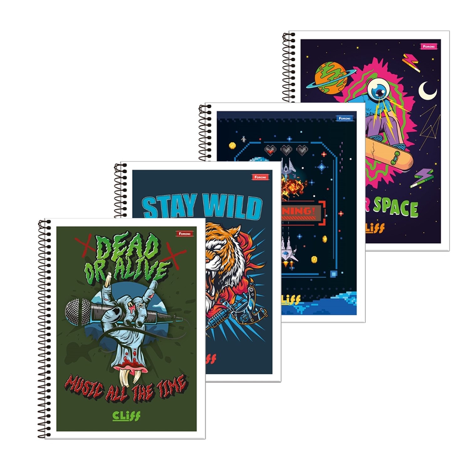 Caderno Espiral Foroni Universitário - Capa Flexível Cliff 10 Matérias ...