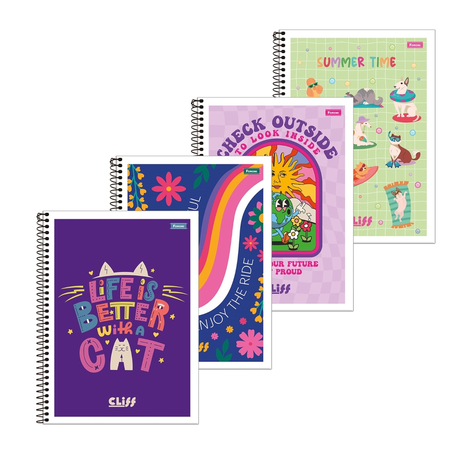 Caderno Espiral Foroni Universitário - Capa Flexível Cliff 10 Matérias ...