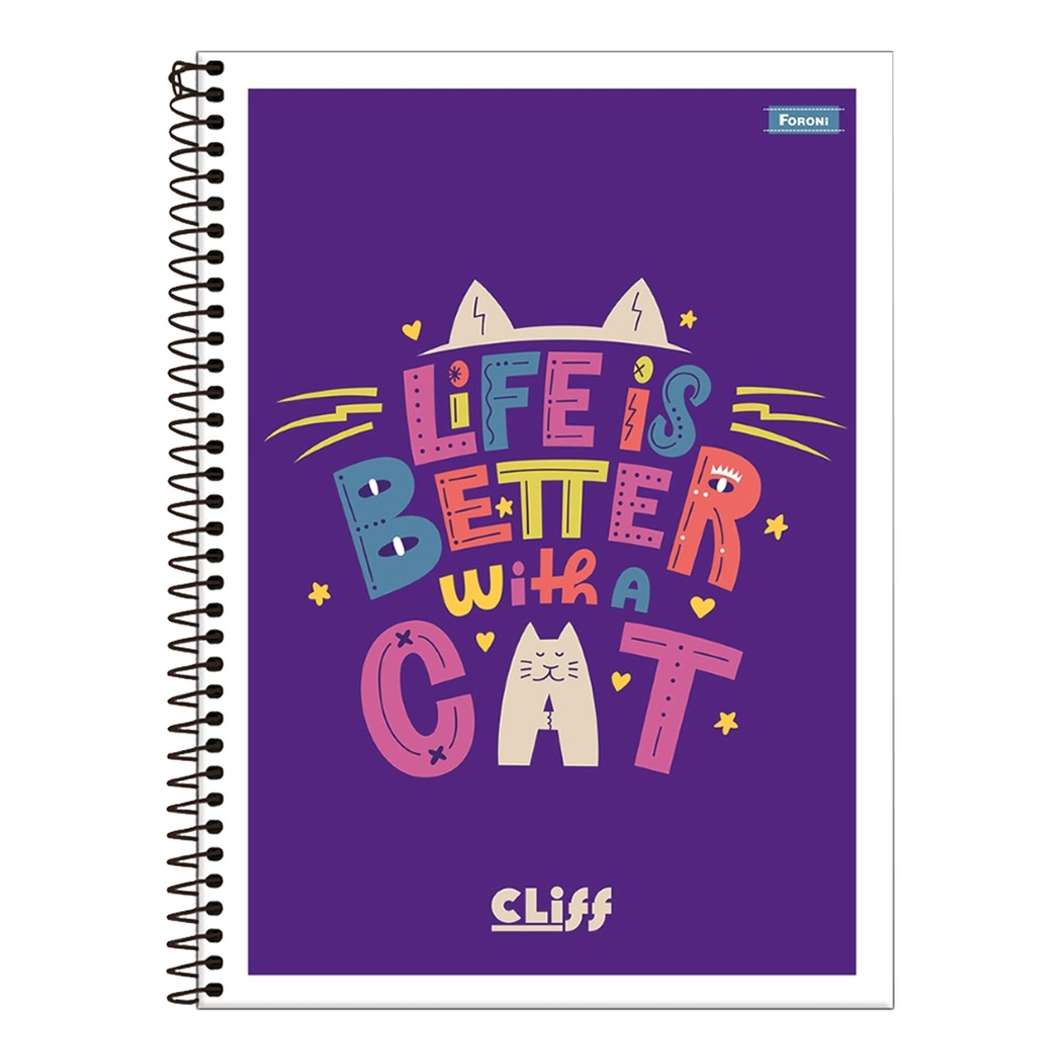 Caderno Espiral Foroni Universitário - Capa Flexível Cliff 10 Matérias ...
