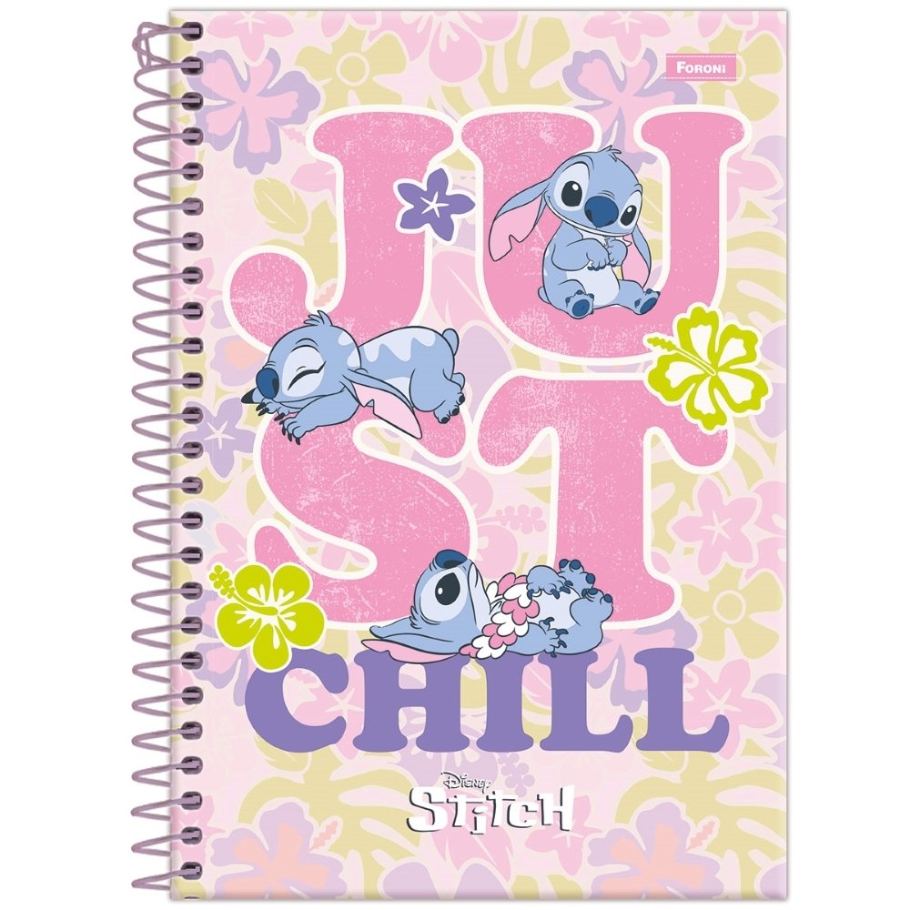 Caderno Espiral Foroni Stitch 1/4 Capa Dura 80 Folhas  - Embalagem com 5 Unidades (SORTIDO)