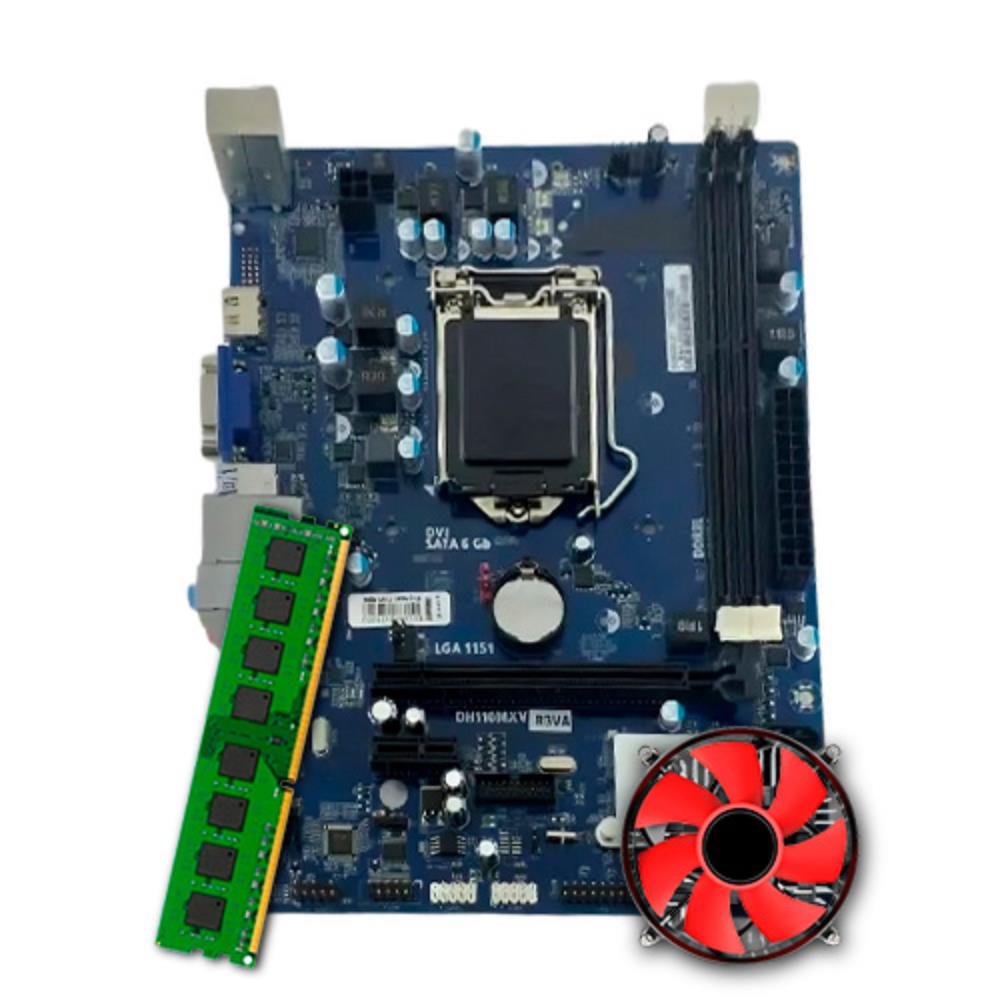 Kit Upgrade Placa Mãe H110G + Cooler + 8G DDR3 Dvi/Vga DH110MXVR3A (caixa parda)