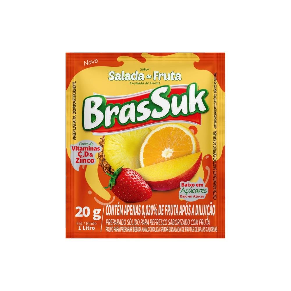 Refresco Em Po Brassuk 20 G - Rendimento 1 Litro - Salada de Frutas