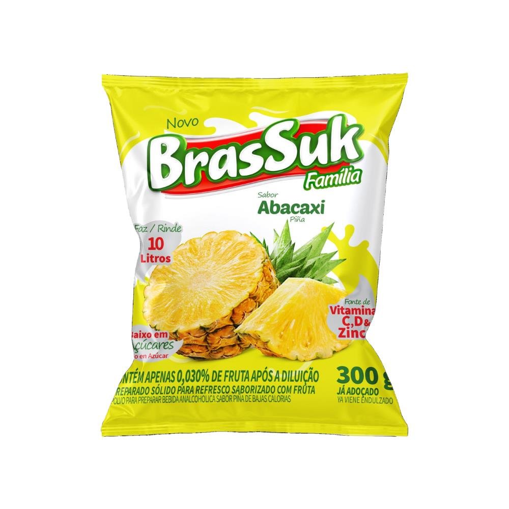 Refresco Em Po Brassuk 300 G - Rendimento 10 Litros - Abacaxi