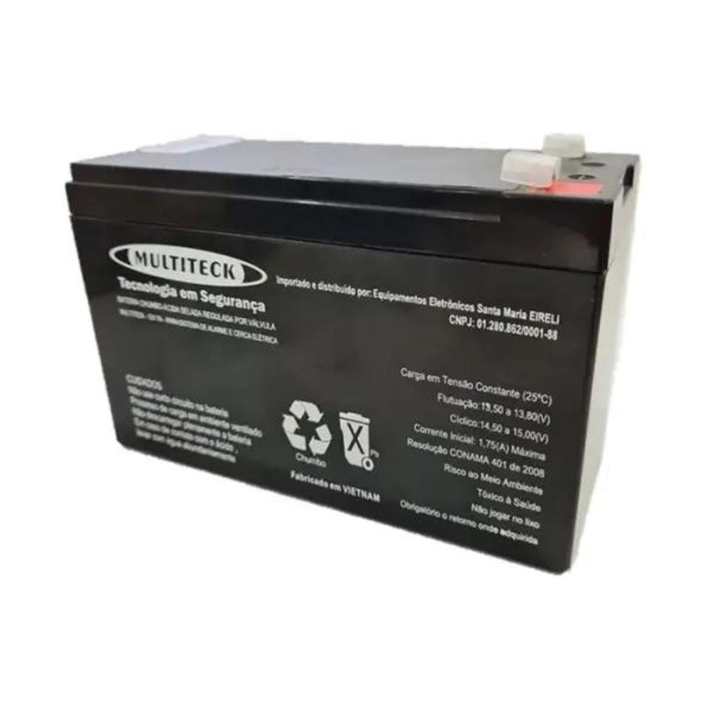 Bateria Selada 12v 7a Chumbo-Ácida Para Alarmes E Cercas Elétricas Multiteck