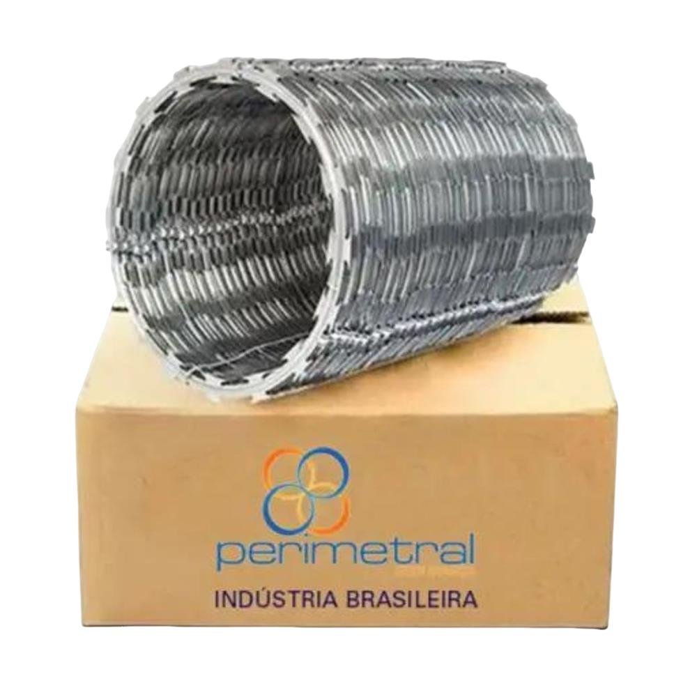 Concertina Perimetral Dupla Clipada 45 Cm Galvalume 8 Metros De Rolo