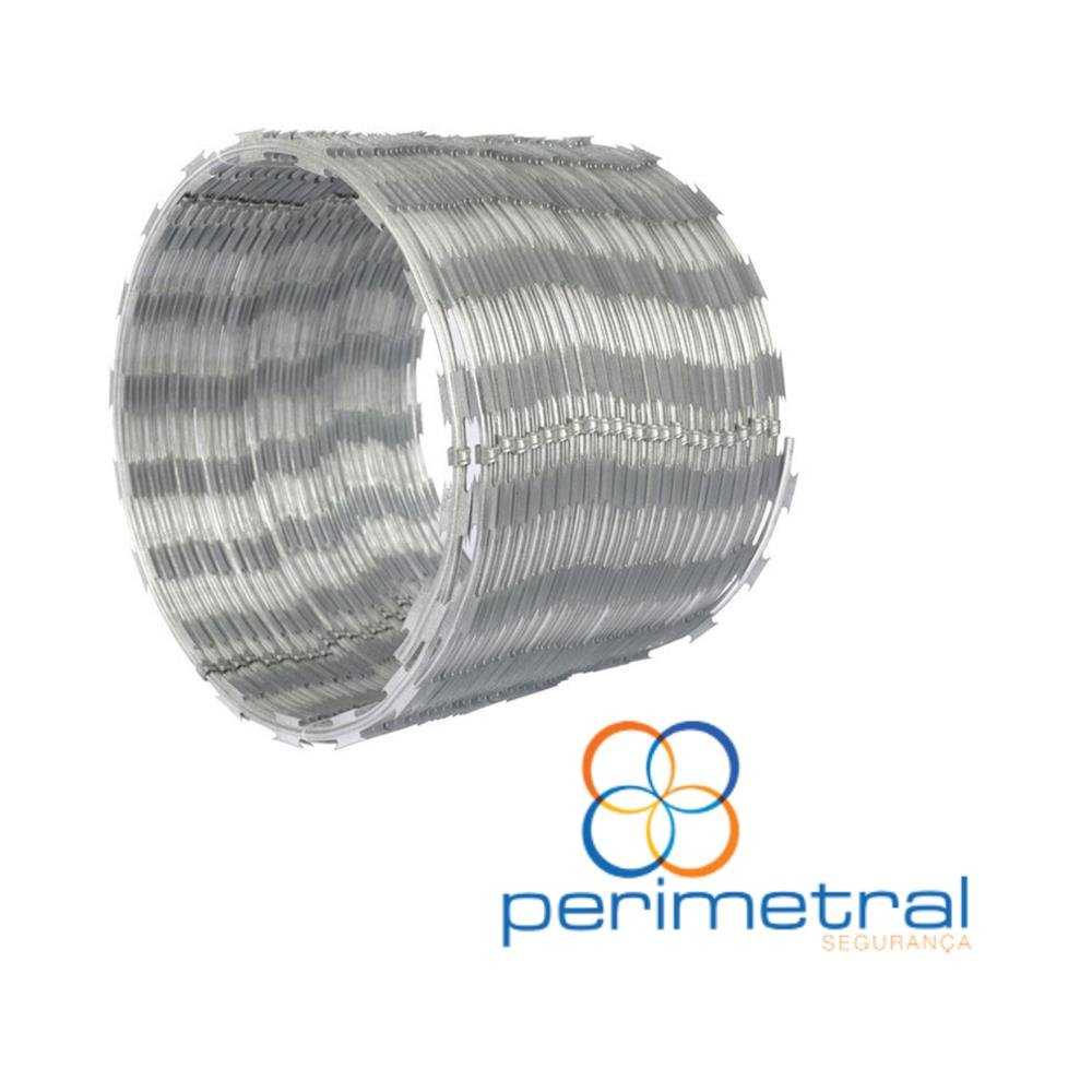 Concertina Perimetral Dupla Clipada 45 Cm Galvalume 8 Metros De Rolo