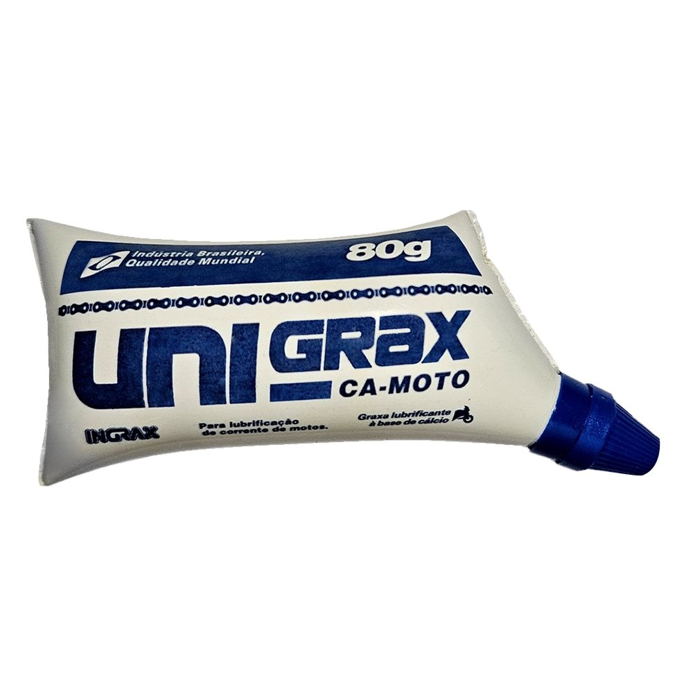 Graxa de Lubricação para Corrente de Moto Unigrax Branca PTG 95°C 80g - Embalagem com 18 Unidades