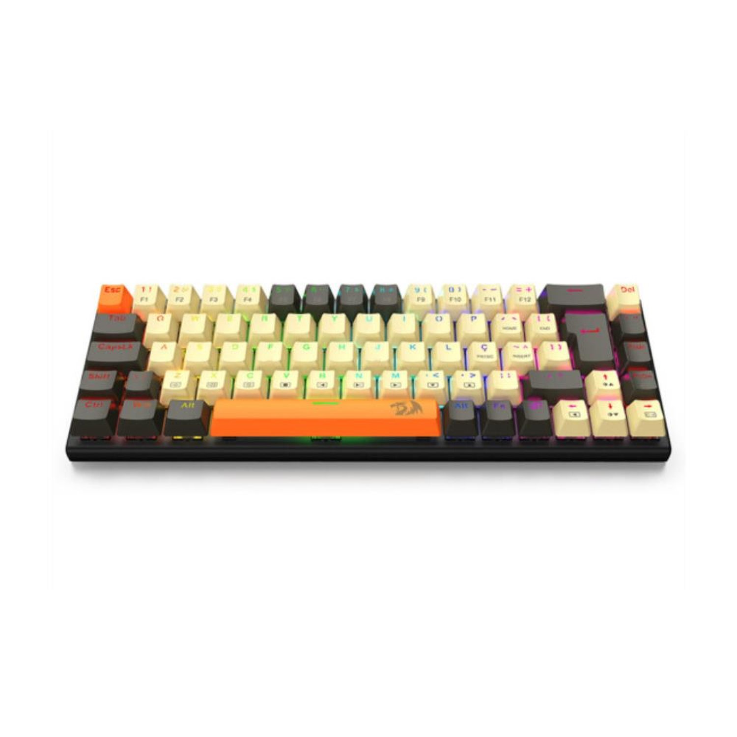 Teclado Mecânico Gamer Redragon Ryze RGB, Preto, Bege e Laranja, ABNT2, Switch Brown, K633CGO-RGB (
