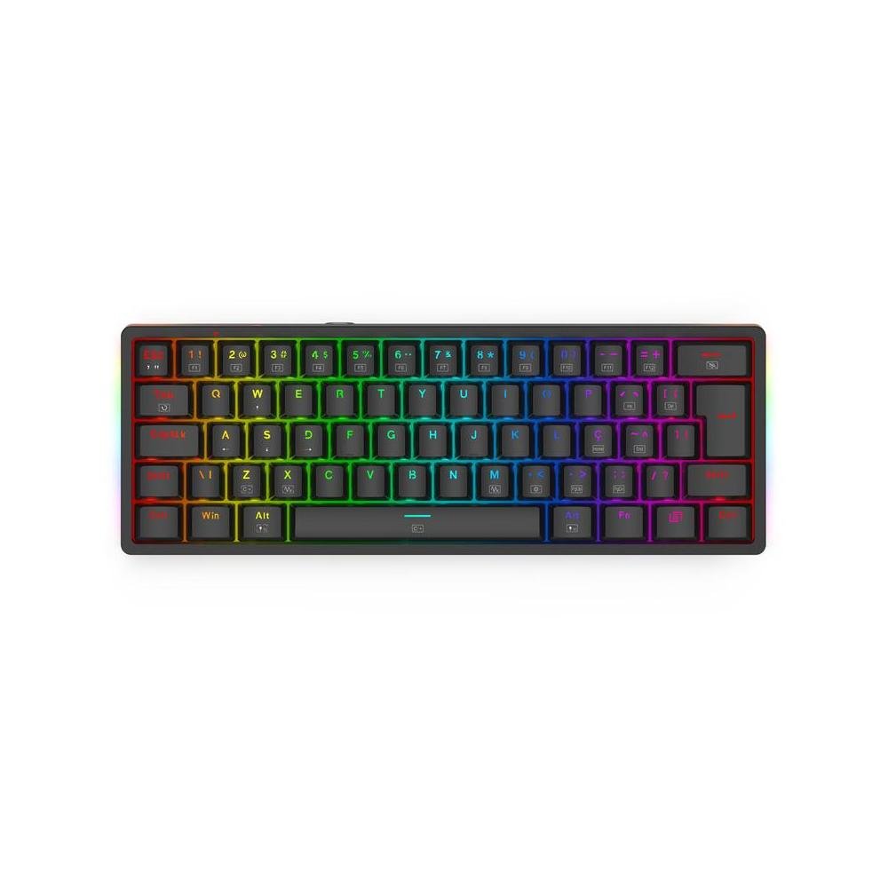 Teclado Mecânico Gamer Redragon Akaki, RGB, ABNT2, Preto, ABNT2, K642-RGB (PT-Brown)