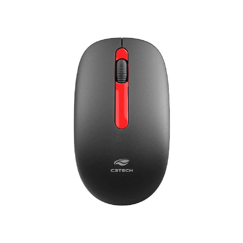 Mouse Sem Fio C3tech M-W15rbk, 2.4Ghz, Dpi 1200, 3 Botões, Usb, Preto