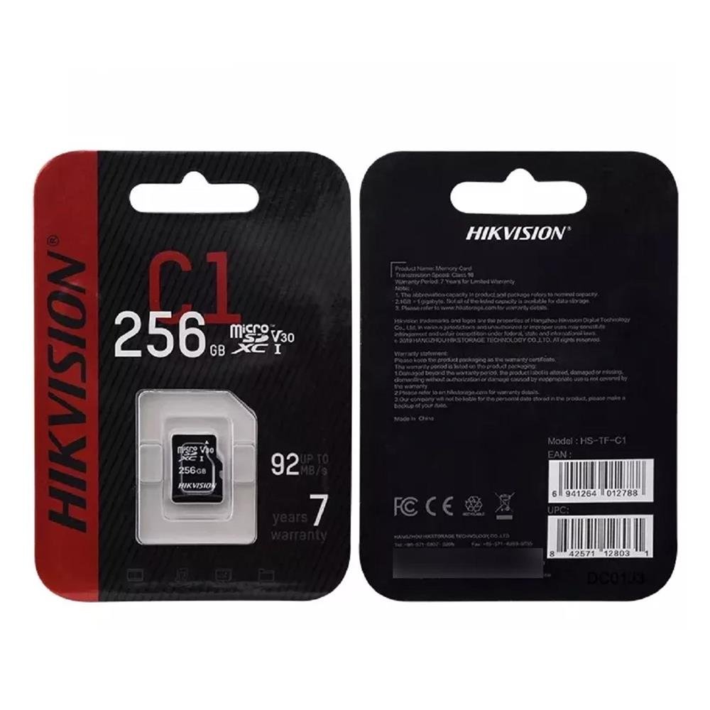 Cartão De Memoria Hikvision 256gb Microsd C1 Series