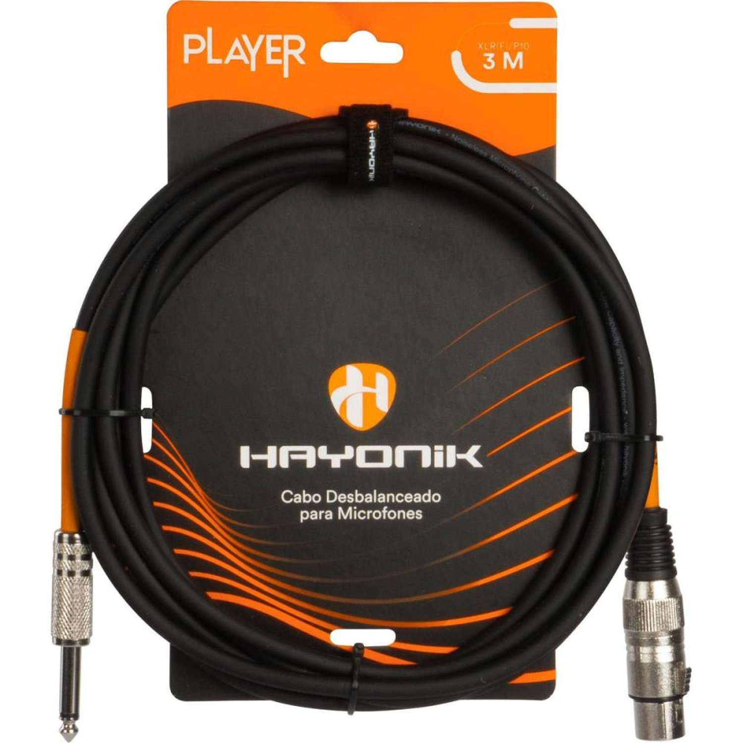 Cabo Para Microfone Hayonik Player Xlr Fêmea X P10 3M Preto Un.Venda: Pc/1