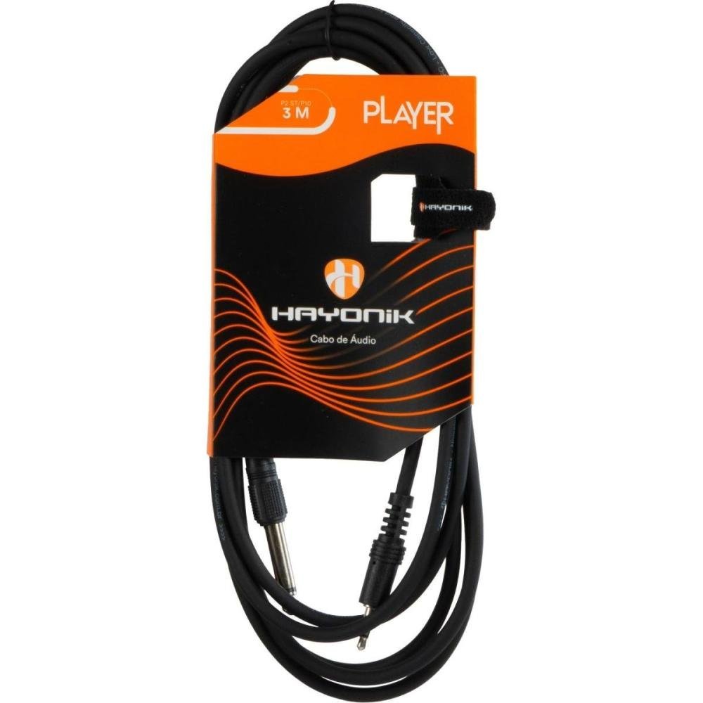 Cabo de Áudio Player P2 x P10 3m Preto Hayonik
