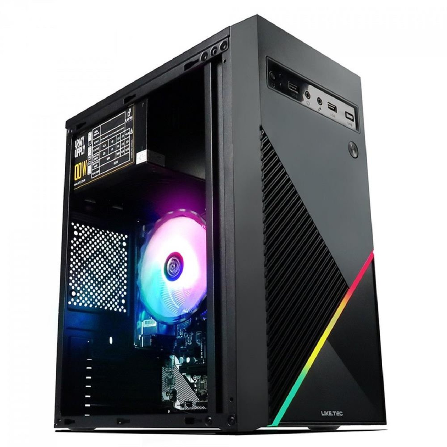 Gabinete Liketec One V2 Rgb, Mid Tower, Matx, Black, Sem Fonte, Sem Fan, Lc-Mt-Onev2-2057