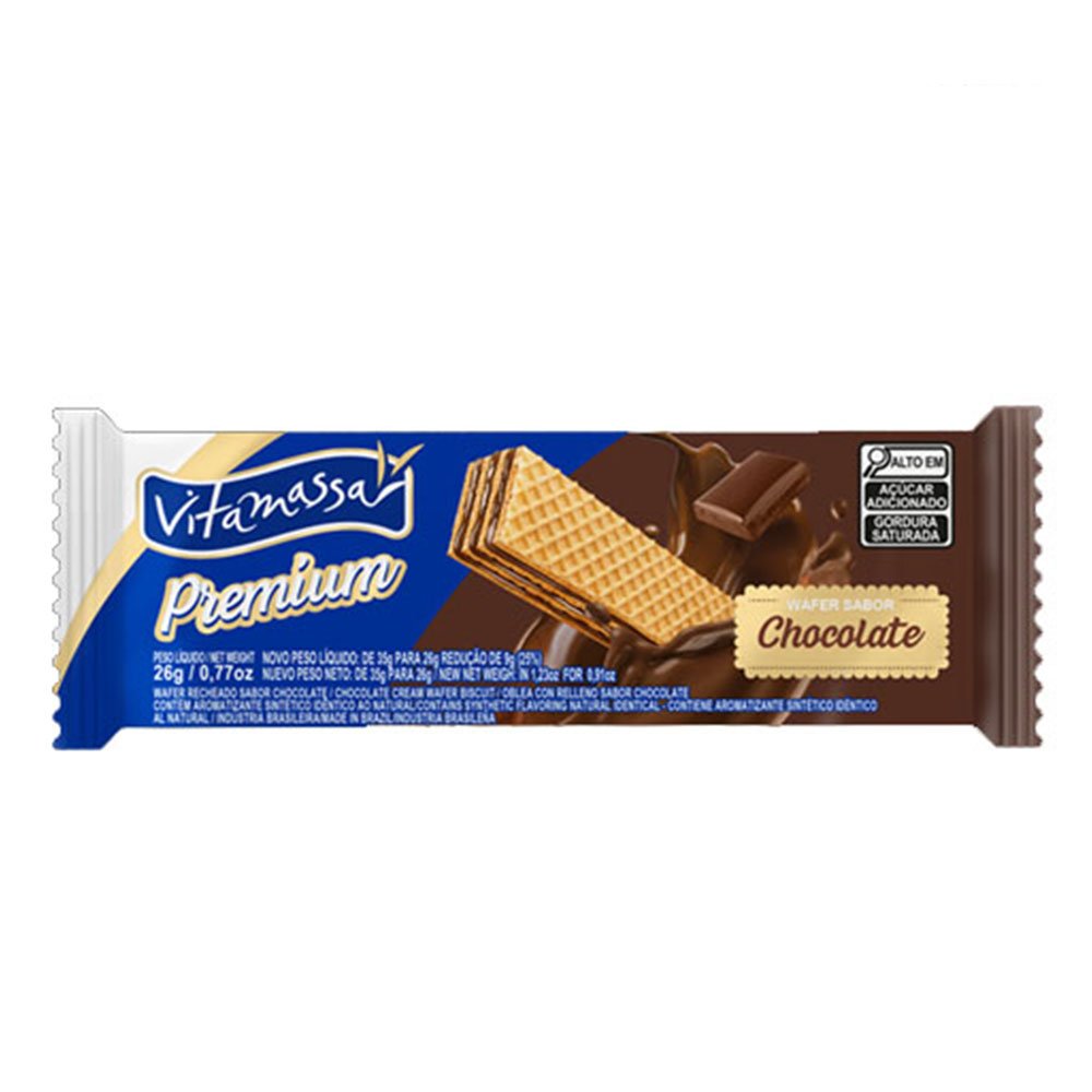 Biscoito Wafer Premium Vitamassa 26g Chocolate