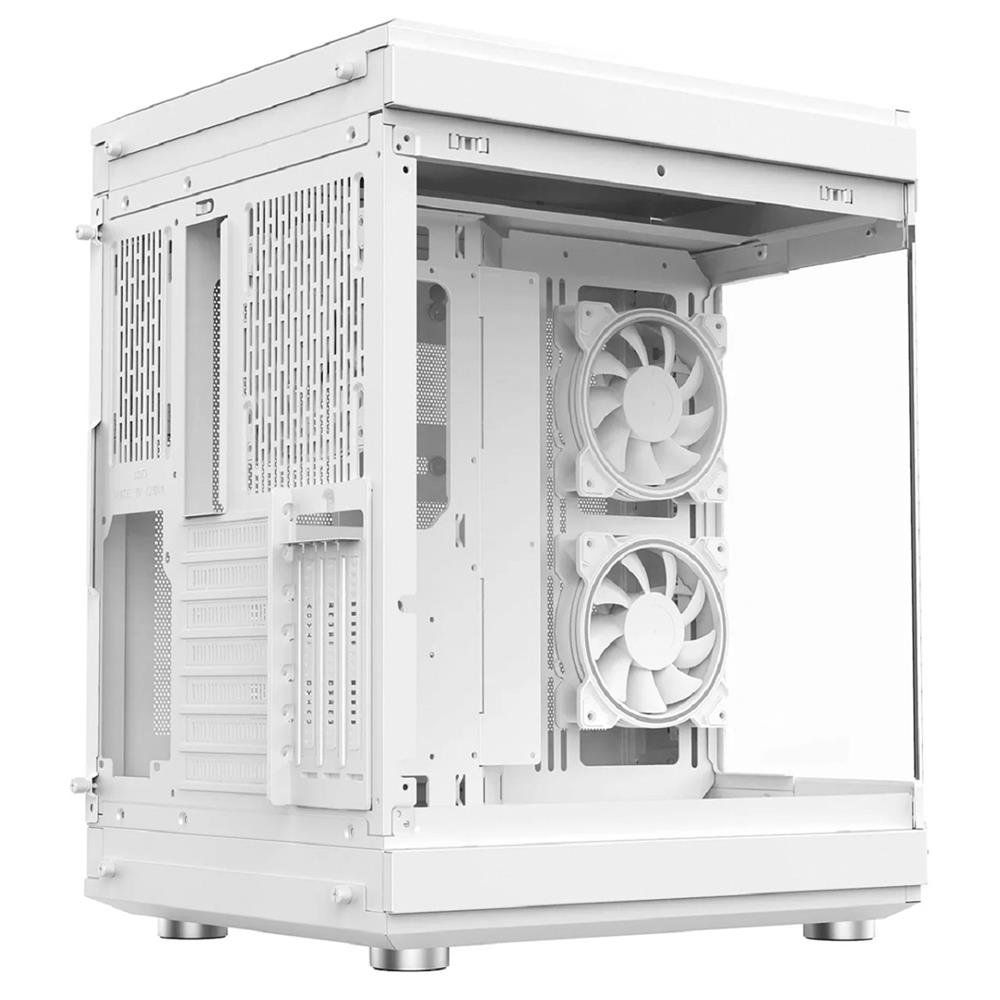 Gabinete Gamer Liketec Unreal Dark White, Cube Design, Mid Tower, Vidro Temperado, Preto e Branco, Sem Fonte e Sem Fans, 2073