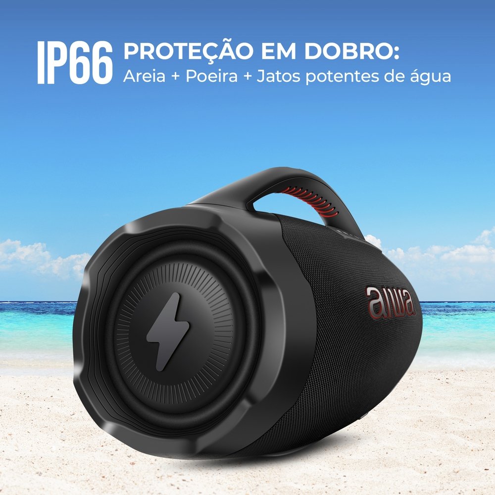 Caixa de Som Boombox Aiwa BBS-01-B - Bluetooth, Bateria Até 30 Horas, Preto, 200W