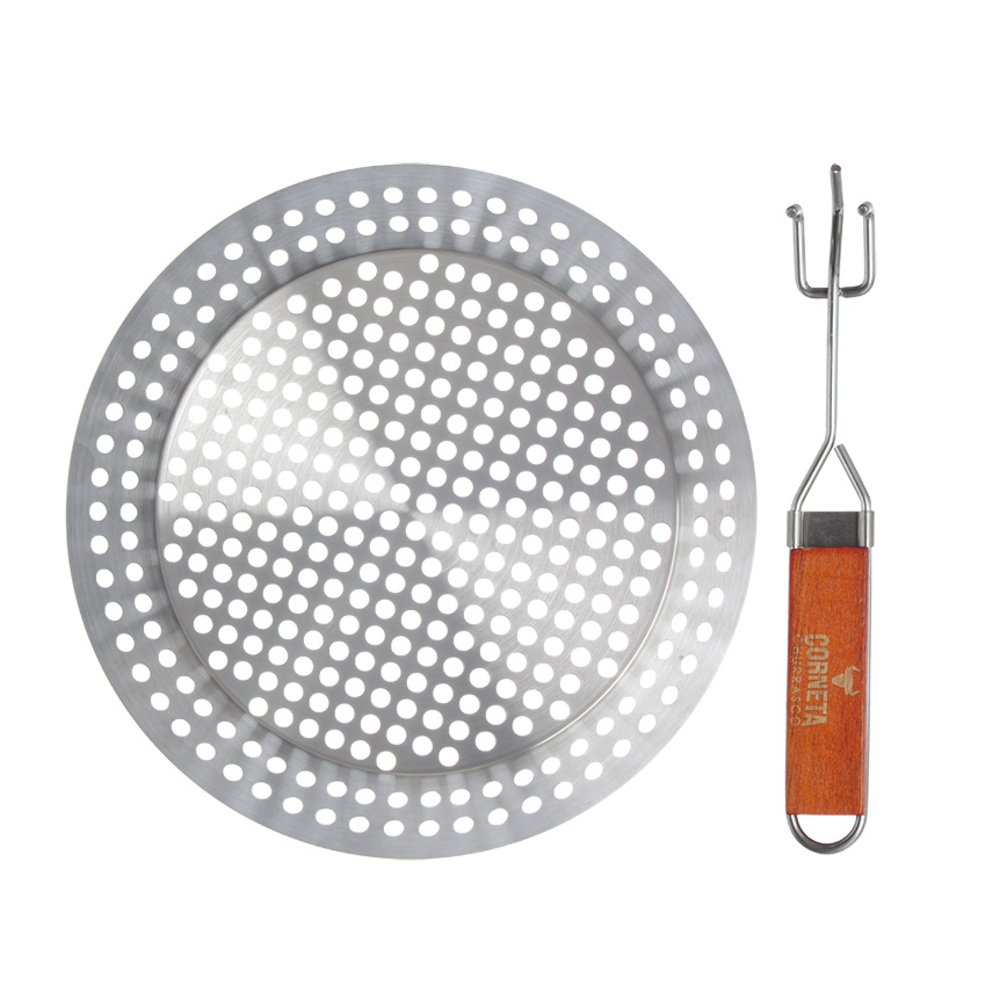 Grelha Churrasqueira De Aço Inox Com Cabo Removível 30,5CM