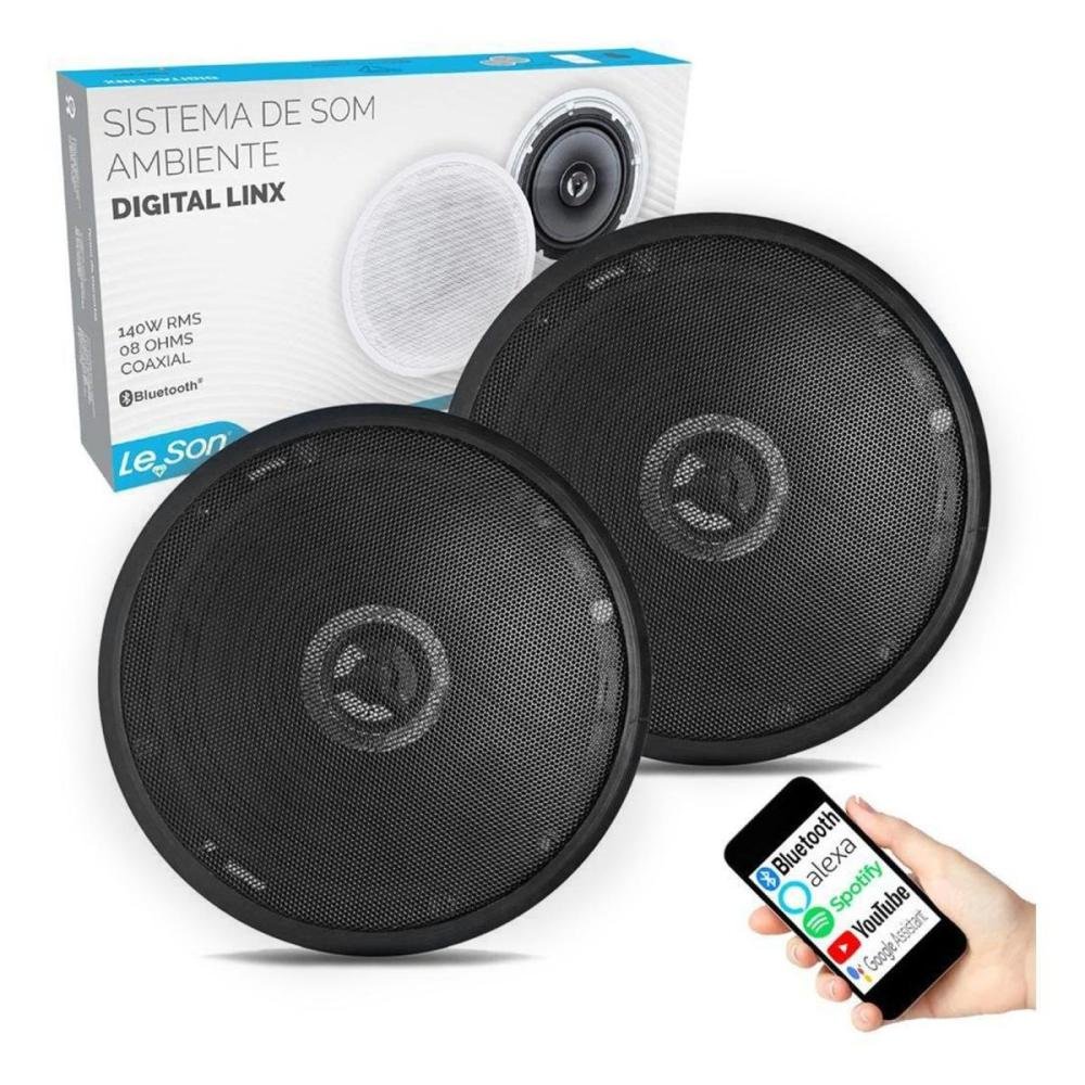 Kit Arandela 6" Leson 2LSREDPT 70W RMS Redonda Preta