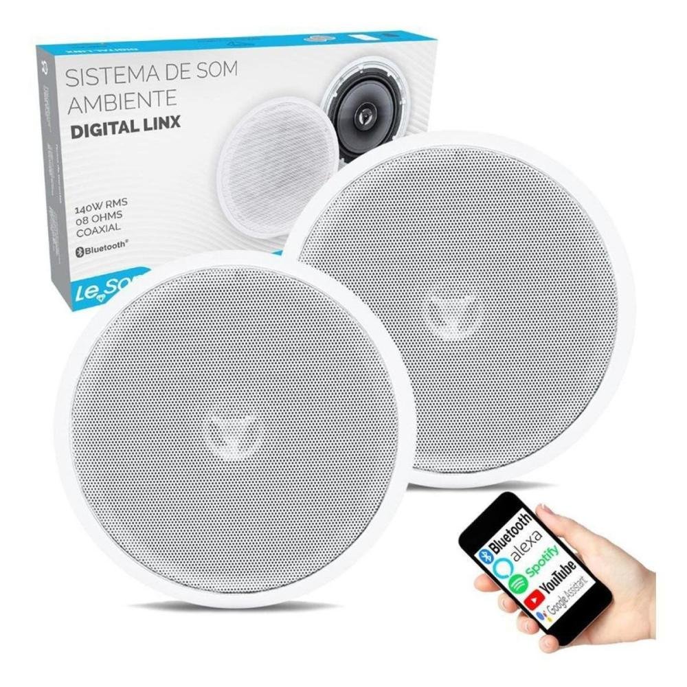 Kit Arandela 6" Leson 2LSREDBR 70W RMS Redonda Branca