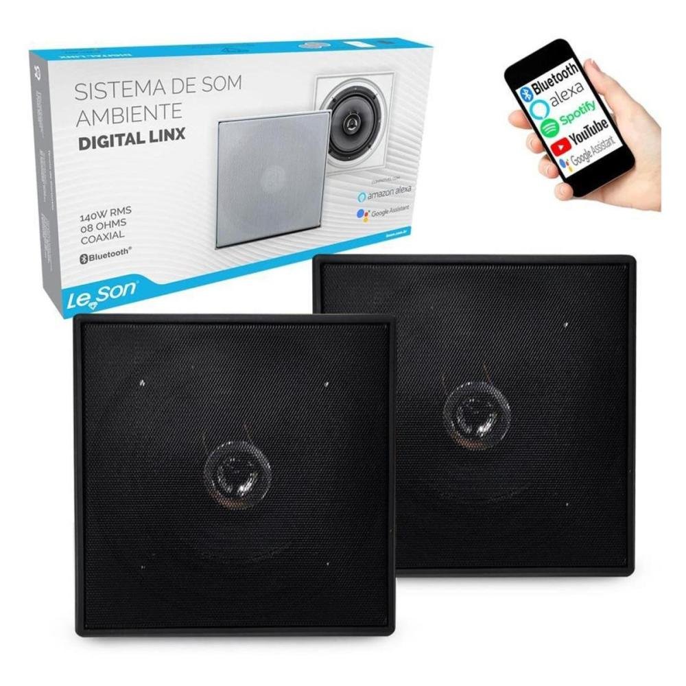 Kit Arandela 6" Leson 2LSQUADPT 70W RMS Quadrada Preta