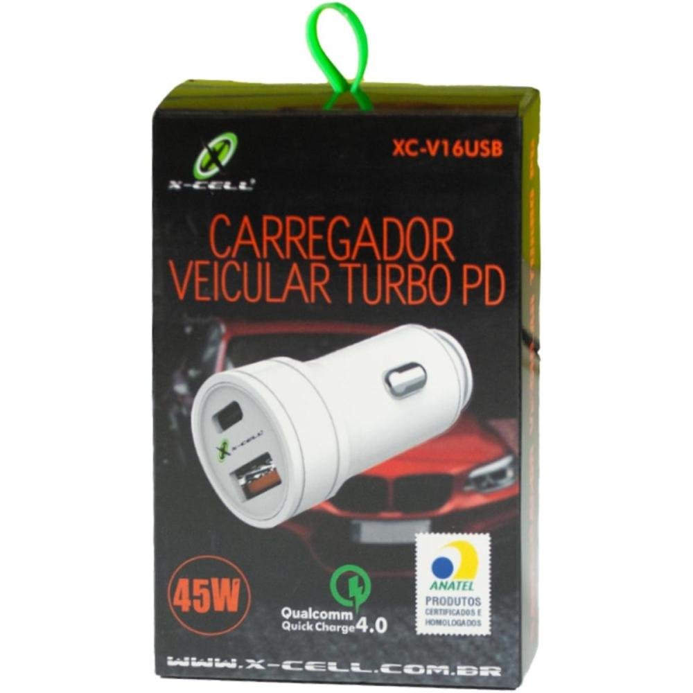 Carregador Veicular USB Para USB-C Flex XC-V16USB Un.Venda: PC/1