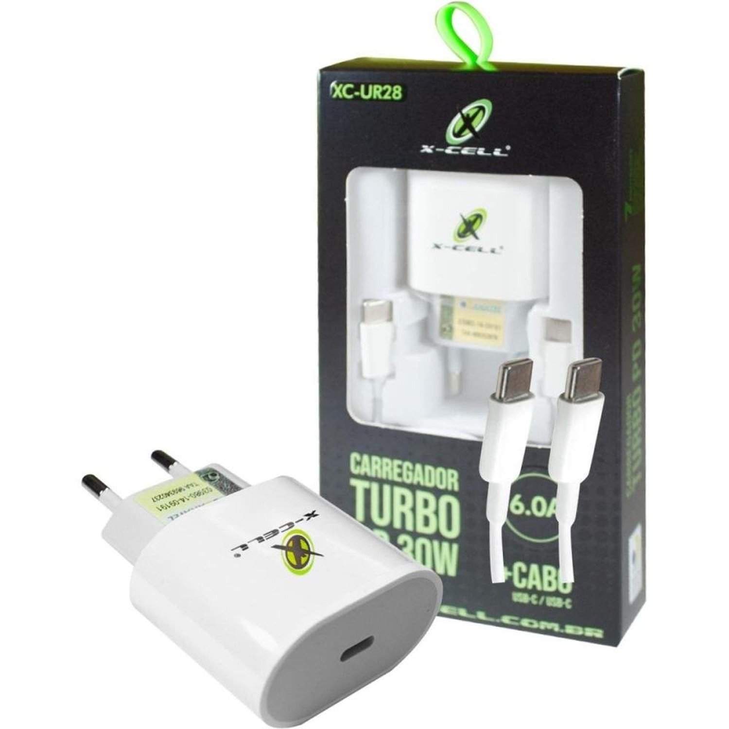 Carregador Turbo Com Cabo Usb-C Xc-Ur28 Flex Un.Venda: Pc/1